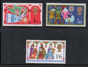 Great Britain Sc 605-607 1969 Christmas stamp set mint NH