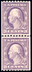 US 489 3c 1917 George Washington F-VF NH joint line pair APS cert 