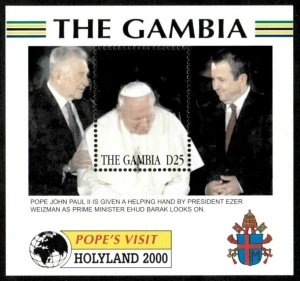 Gambia 2000 - Pope, Holy Land, Ezer Weizman - Souvenir Sheet - Scott 2232 - MNH
