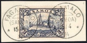 Samoa 1900-01 SG G18 3m violet-black VFU on piece cat 180 pounds