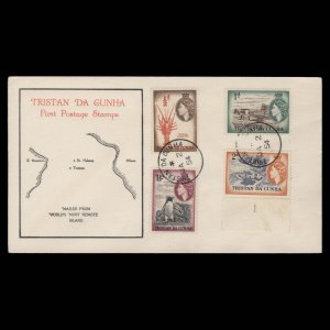 Tristan da Cunha 1954 Definitives first day cover ✔️