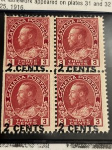 Canada Unitrade # 139i block misplaced overprint