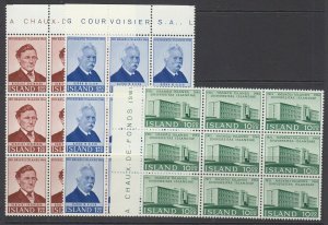 Iceland, Scott 342-344, MNH block of nine 