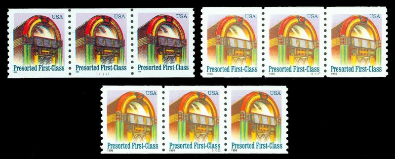 Scott 2911, 2912 3 Diff. Plate # Coils Mint VF NH Face $1.35 Cat $11