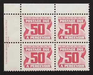 Canada J40 Plate Block UL VF MNH