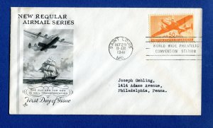 US 1941 Airmail FDC. 50c orange. Saint Louis MO. Sc#C31.