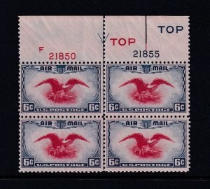 1938 Airmail 6c Sc C23 bi-color eagle and shield MNH plate block Type 2 (40