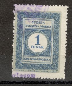 CROATIA -YUGOSLAVIA- USED FISCAL STAMP, 1D-  BANOVINA HRVATSKA 