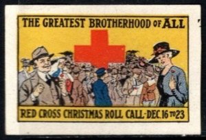 Vintage US Poster Stamp The Greatest Brotherhood Red Cross Christmas Roll Call