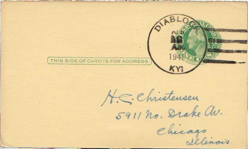 United States Kentucky Diablock 1941 4c-bar  1916-1948  Postal card  Philatelic.