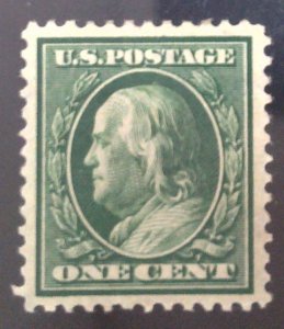 US Scott #331 - VF - 1c Green - Franklin - OG HM - 1908