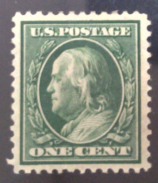 US Scott #331 - VF - 1c Green - Franklin - OG HM - 1908