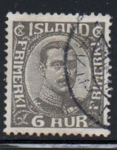 Iceland Sc 113 1920 6 aur Christian X dark gray stamp used