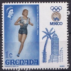 Grenada 280 (mnh) 1c Mexico Olympics: winners: Edith McGuire, US, dash (1968)