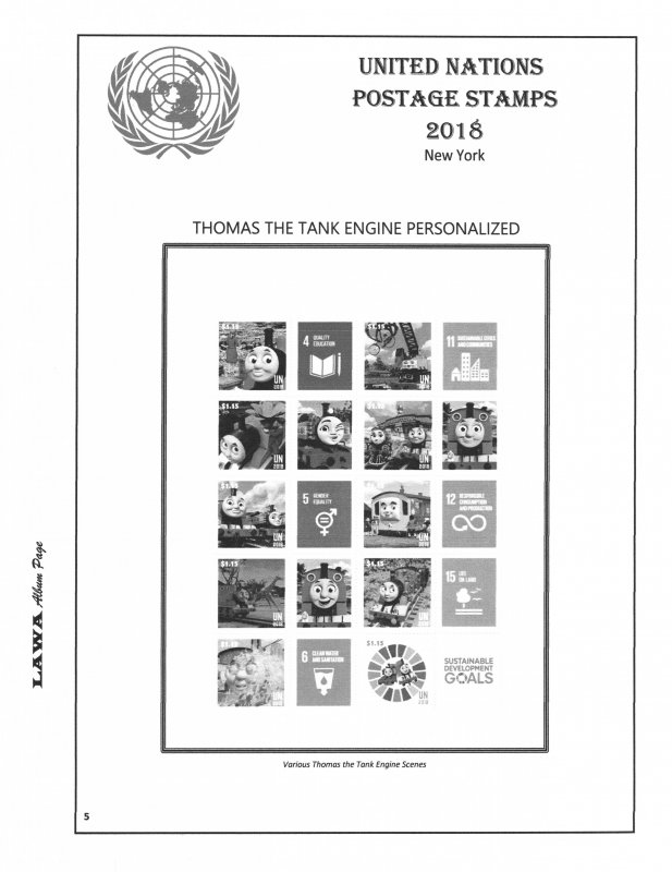 2018 UNITED NATIONS  ISSUES SUPPLEMENT – LAWA Album Pages