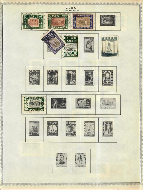 Cuba Stamp Collection On Album Pages Mixed Condition Lot