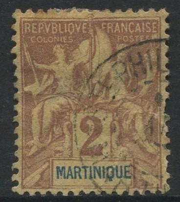 Martinique -Scott 34 - Navigation - 1892 - FU- 2c Stamp