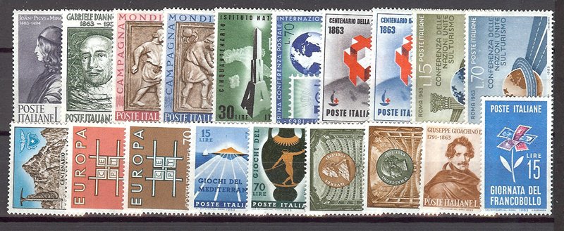 1963 - ITALY - Complete year - SC# 869-887 - MNH **