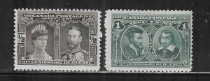 CANADA SCOTT #96-97 1908 QUEBEC TERCENTENARY LOW VALUES -MINT NEVER HINGED