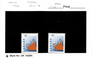 Canada, Postage Stamp, #1684 (2 Ea) Mint NH, 1999 Maple Leaf (AB)