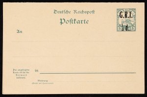 SAMOA 1914 GRI ½d on Yacht 5pf+5pf double reply Postcard. Mi P3 cat €185.