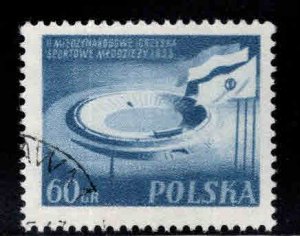 Poland Scott 701 Used 1955 Sports stadium stamp canceled on various corners