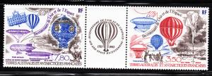 FSAT TAAF 1984 MNH Sc #C82a Pair with label Manned Flight Bicentenary