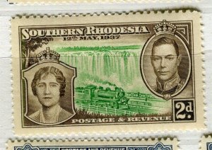 S.RHODESIA; 1937 early GVI Coronation issue fine Mint hinged Shade of 2d. value