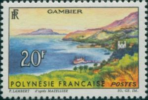 French Polynesia 1964 Sc#215,SG42 20f Landscape Gambier MNH