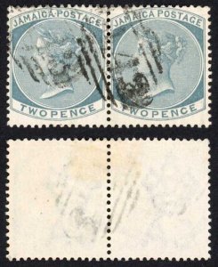 Jamaica SG20a 2d Slate Wmk CA PAIR A43 Pmk