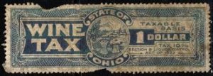 1933 US Revenue State of Ohio 1 Dollar (10%) Wine Tax Used