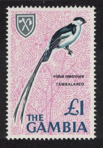 Gambia Pin-tailed whydah Bird £1 1966 MNH SG#245