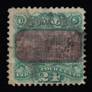 EXCELLENT GENUINE SCOTT #120 FINE USED 1869 GREEN & VIOLET NBNC CLEAR G-GRILL