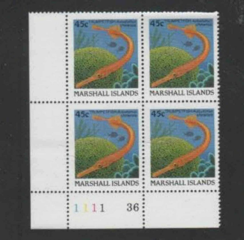 MARSHALL ISLANDS #179 1988 45c FISH MINT VF NH P/B4 aa