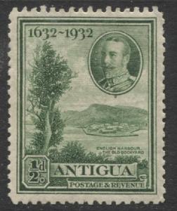 Antigua - Scott 67 - KGV Definitive -1932- Wmk 4 - MVLH - Single 1/2p Stamp