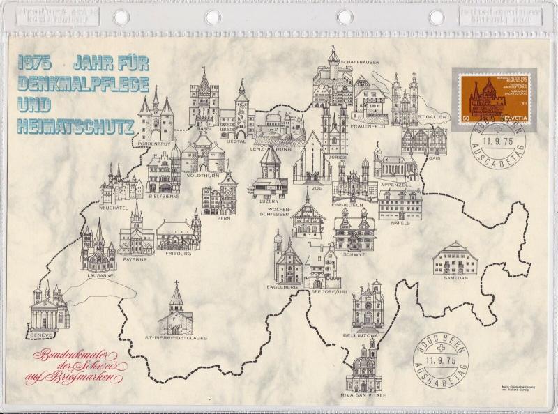 Switzerland Large Prestige 1975 Year for Historic Preservation Stamps Card 26291
