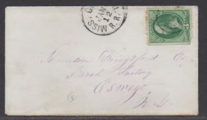 **US RPO Cover, Scott #147, Part Mississippi Central RR Cancel to New York