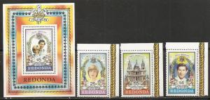 Redonda 1981 Diana Wedding set and s.s. MNH (012)