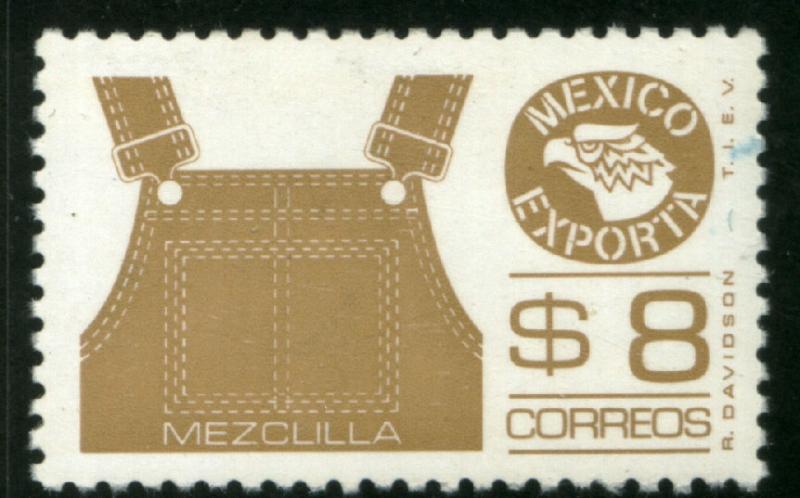 MEXICO Exporta 1123, $8P Overalls Perf 11 1/2 Flu Paper 7 MNH