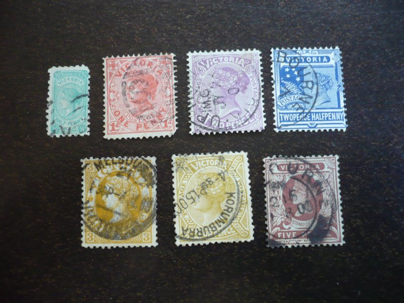 Stamps - Victoria - Scott# 193-194,196-200 - Used Part Set of 7 Stamps