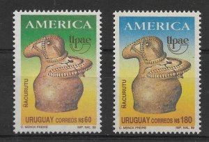 URUGUAY 1989 1989 PRE COLOMBIAN CULTURE ART 2 VAL ARCHEOLOGY MNH MI1834/5