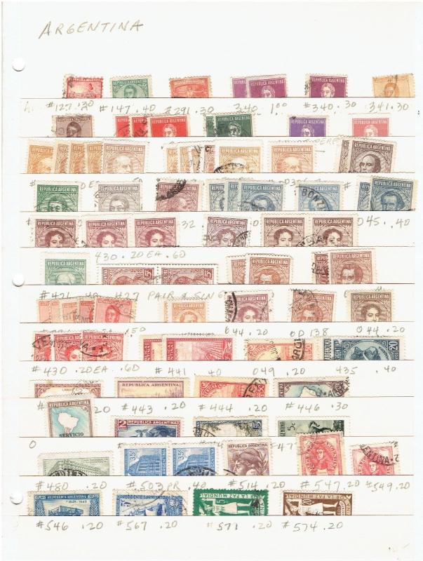 ARGENTINA COLLECTION, 9  PAGES, COILS, PAIRS, AIRMAILS, DUPS, ,SCV $300