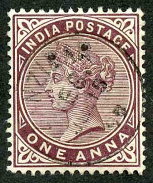 Zanzibar SGZ83 1882-90 India 1a Brown-purple 15 July 93 with CDS (type Z6) Used