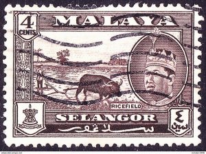 MALAYA SELANGOR 1962 4c Sepia SG131 Fine Used