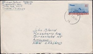 TURKEY 1955 cover Bursa to New Zealand.....................................A6107