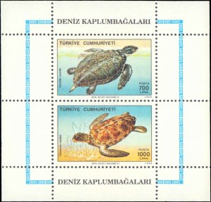 Turkey #2457a, Complete Set, Souvenir Sheet Only, 1989, Turtles, Never Hinged