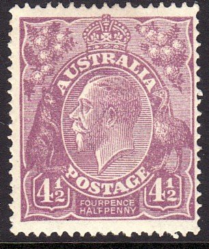 1924 Australia 4½p KGV King George V MLMH perf 14 Wmk 9 Sc# 35 CV $25.00