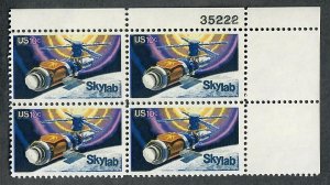 1529 Skylab MNH Plate Block EFO with Ghost plate number