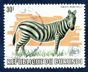 [sto681] BURUNDI 1983 Scott#595a used 30FR ZEBRA ANIMAL WWF