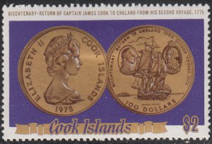 Cook Islands 1975 MH Sc #433 $2 Captain Cook Gold Commemorative $100 Coin